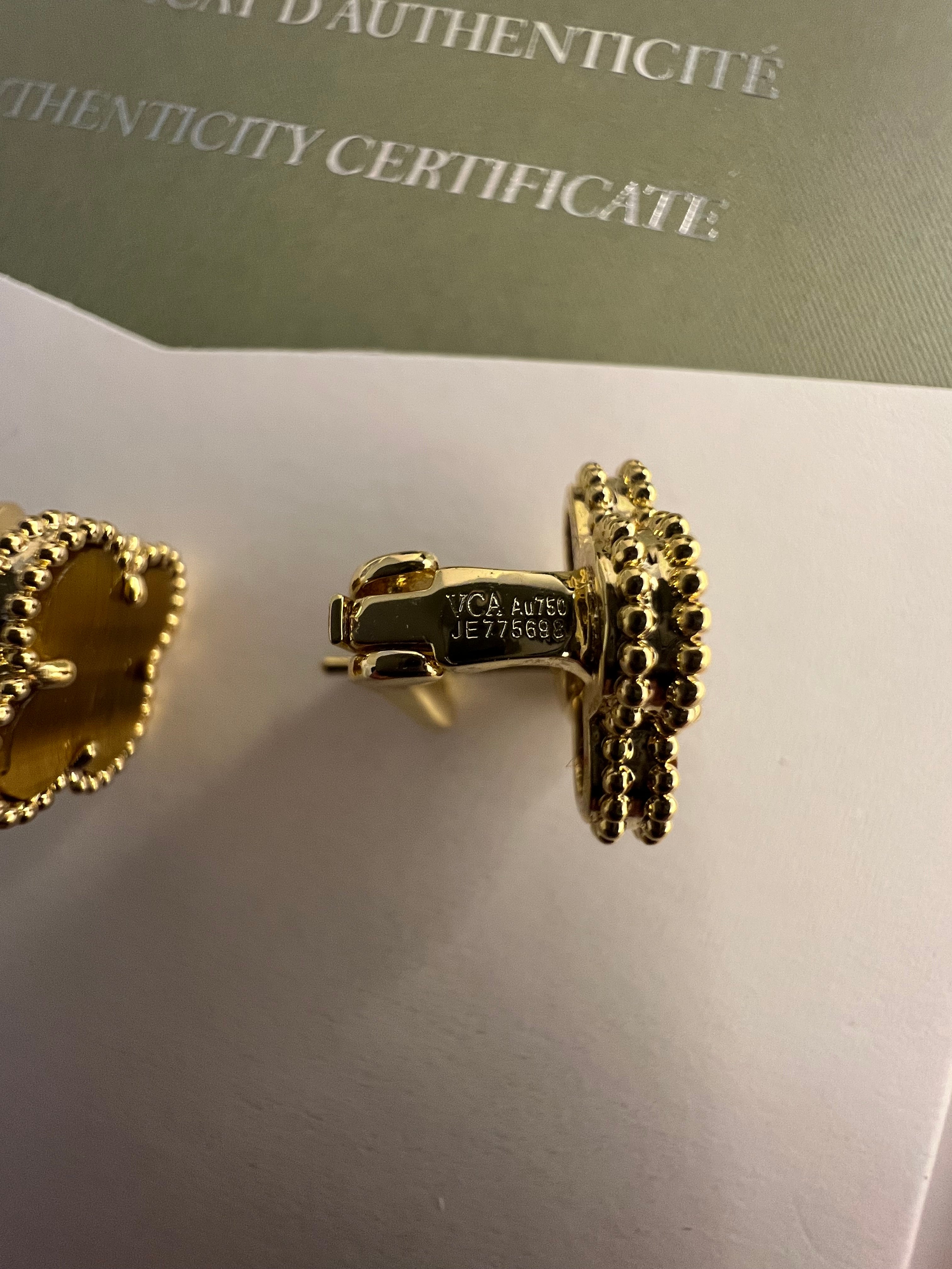 Tiger Eye Earrings | Yellow Gold