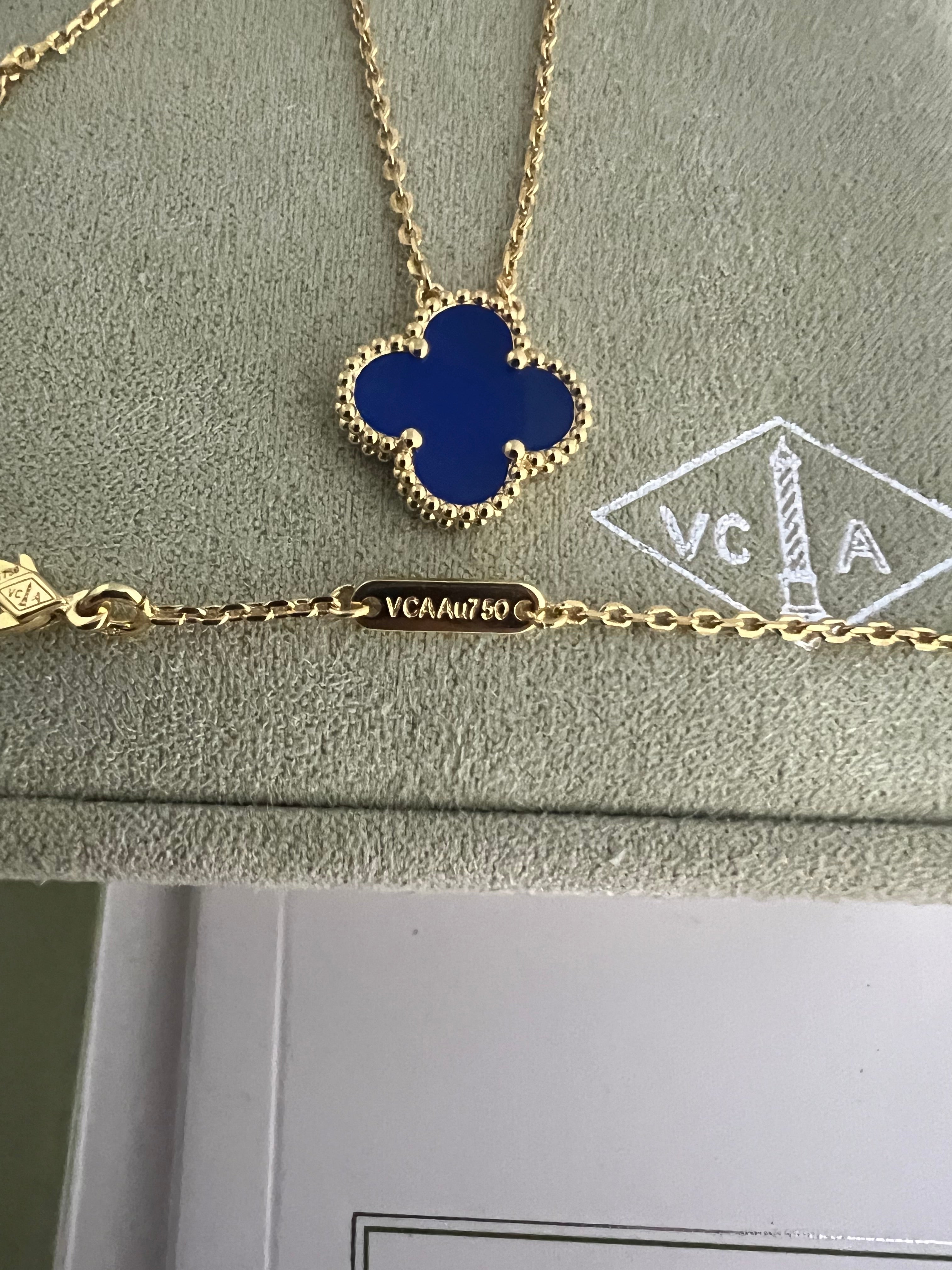 Agate blue Necklace | Yellow Gold