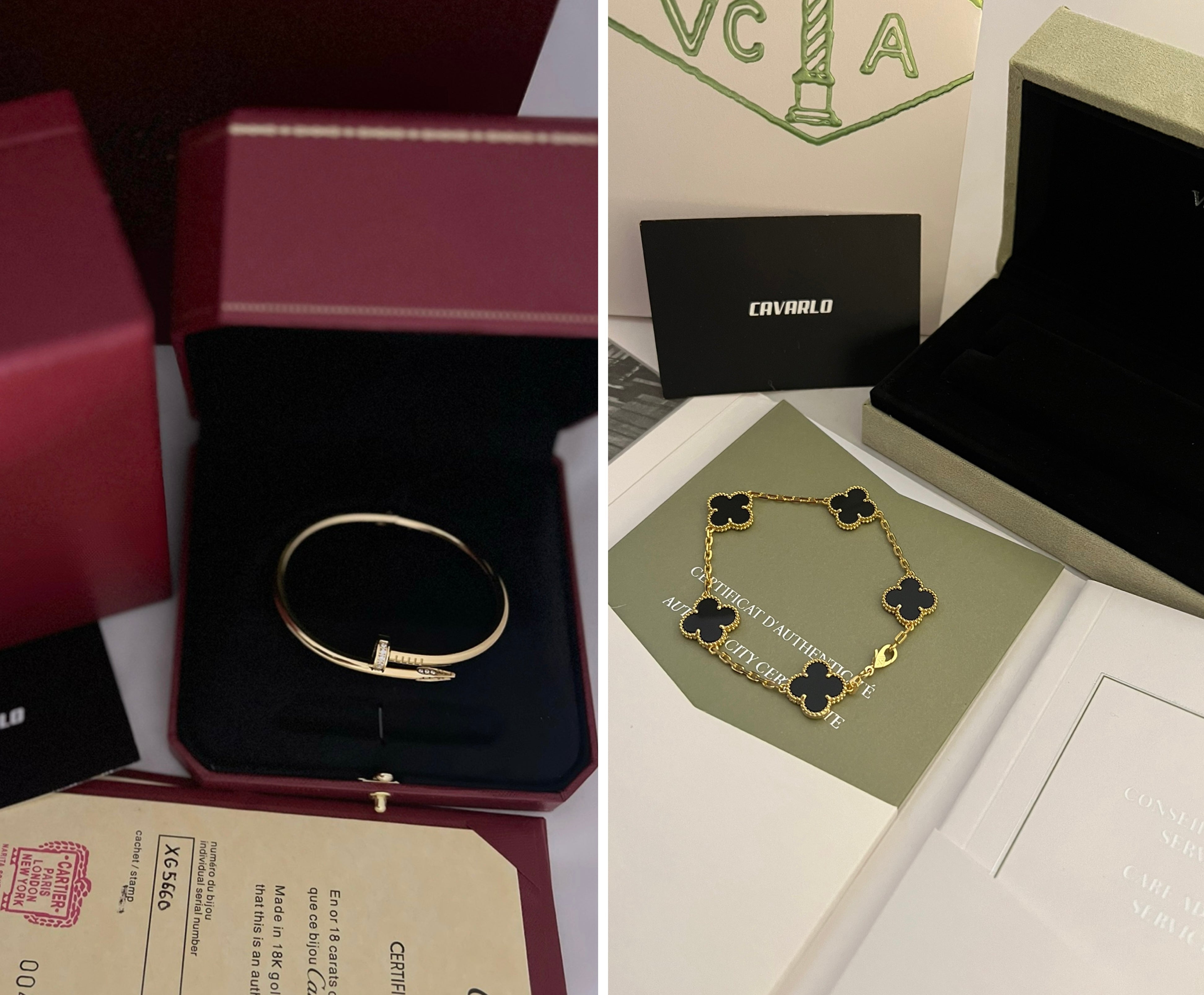 Diamond Nail Bracelet + Alhambra Bracelet | Yellow Gold