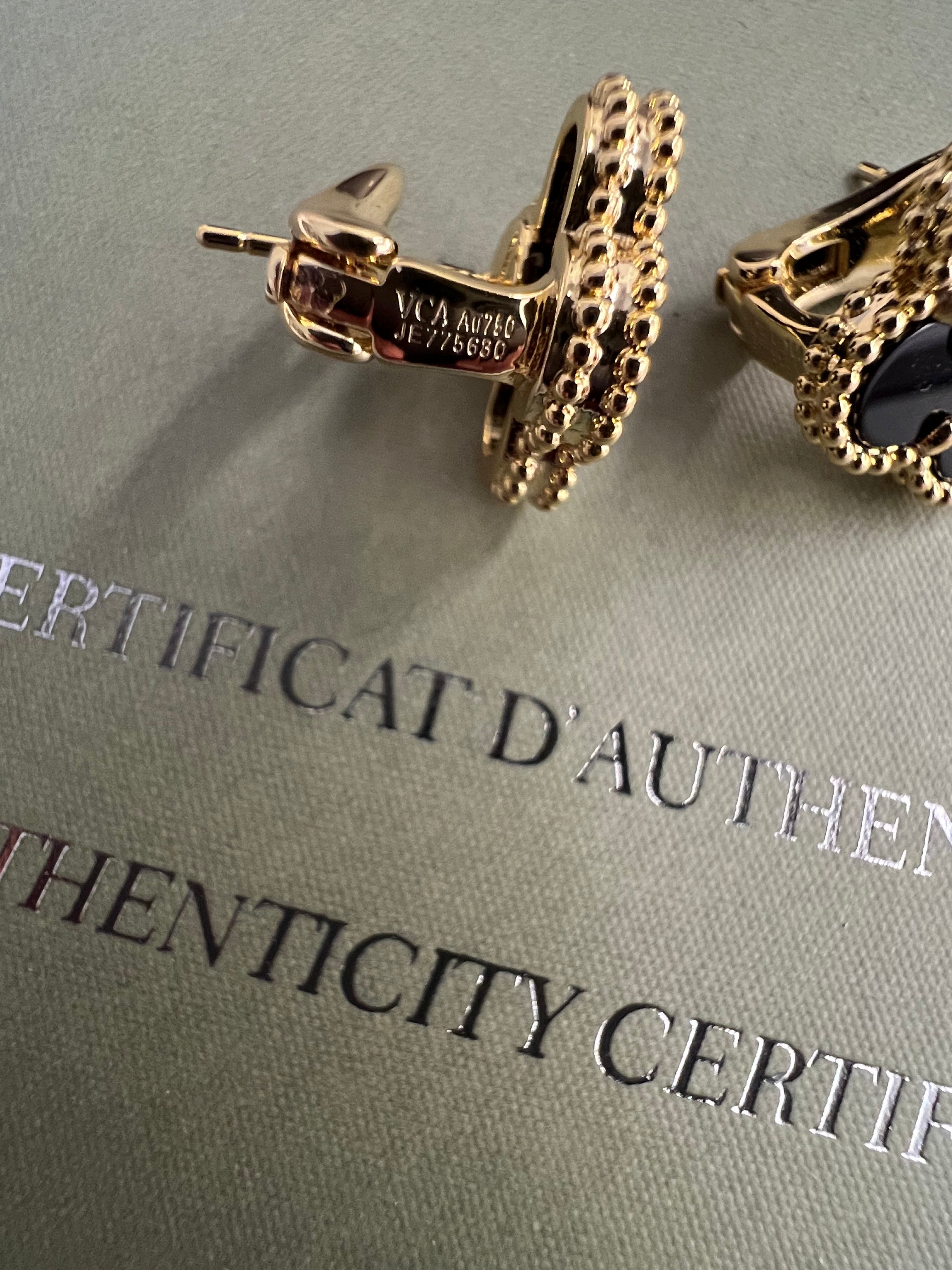 Onyx Diamond Earrings | Yellow Gold