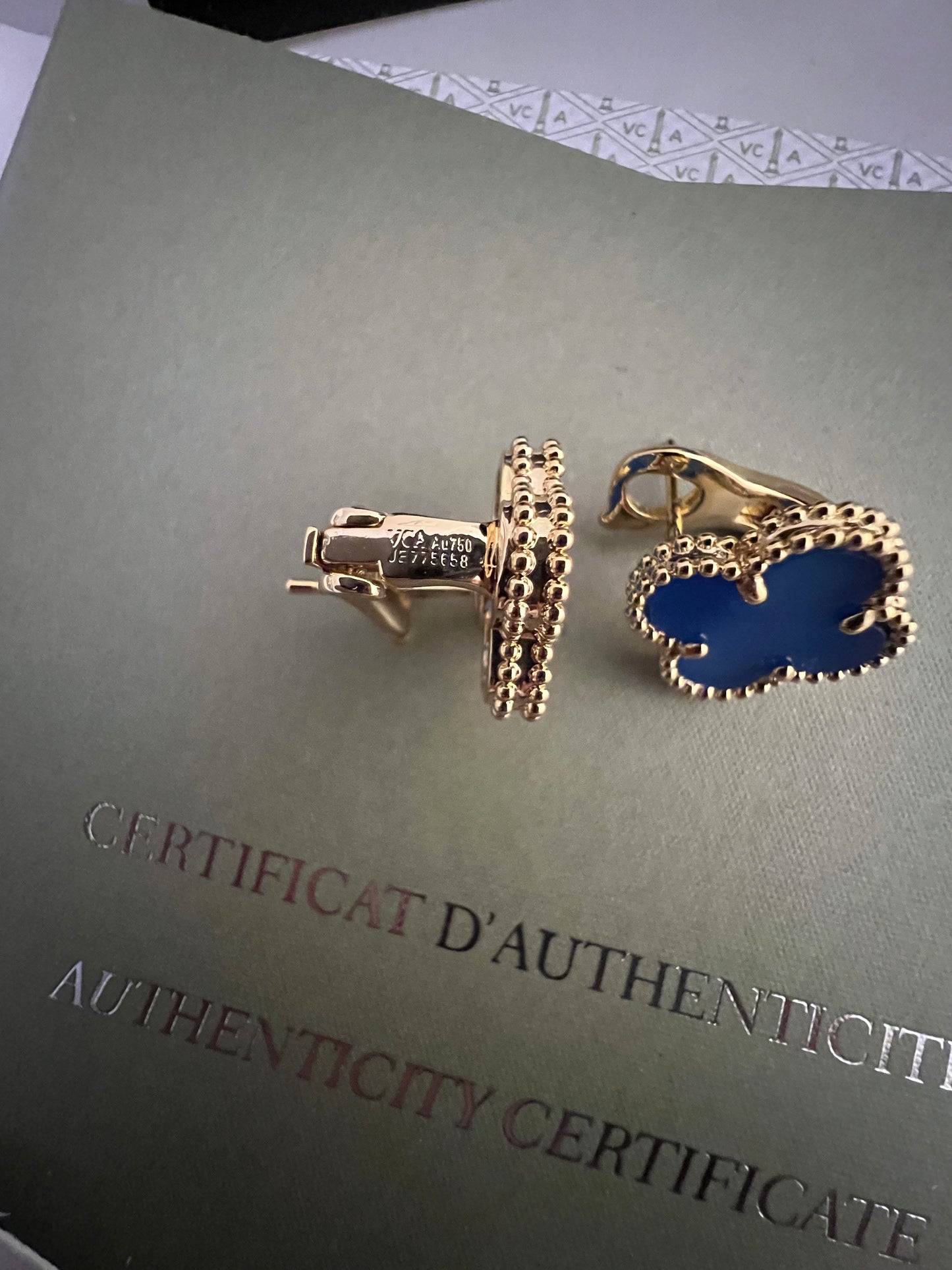 Agate Blue Earrings - Fullset with all box & paperwork