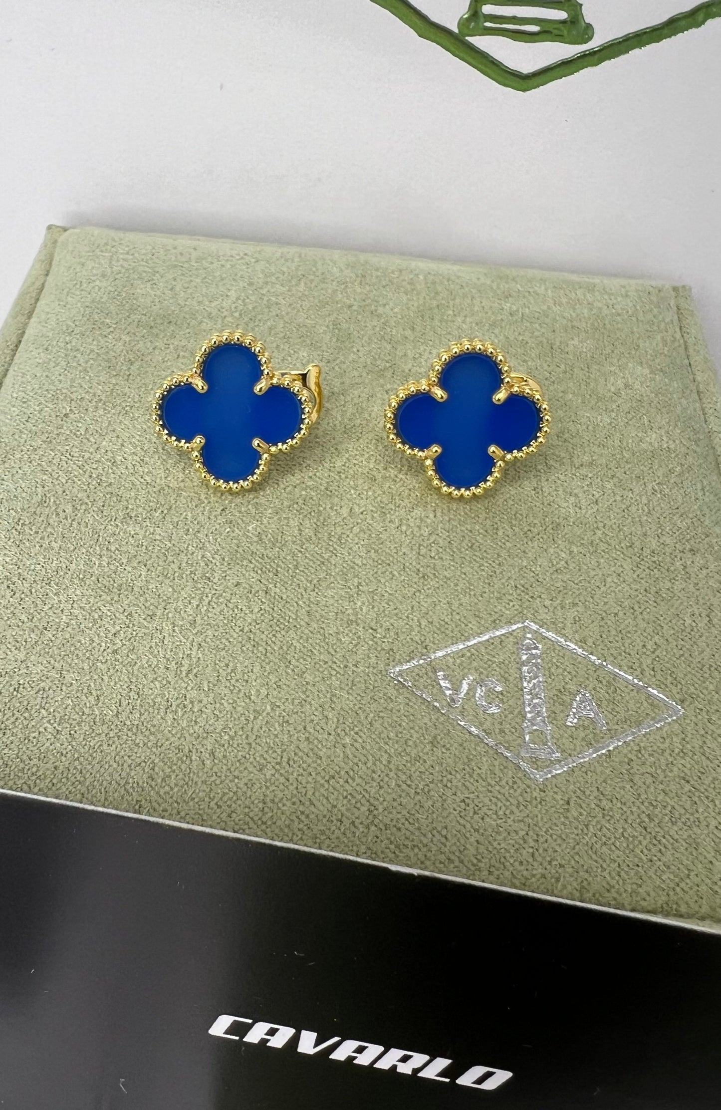 Agate Blue Earrings - Fullset with all box & paperwork