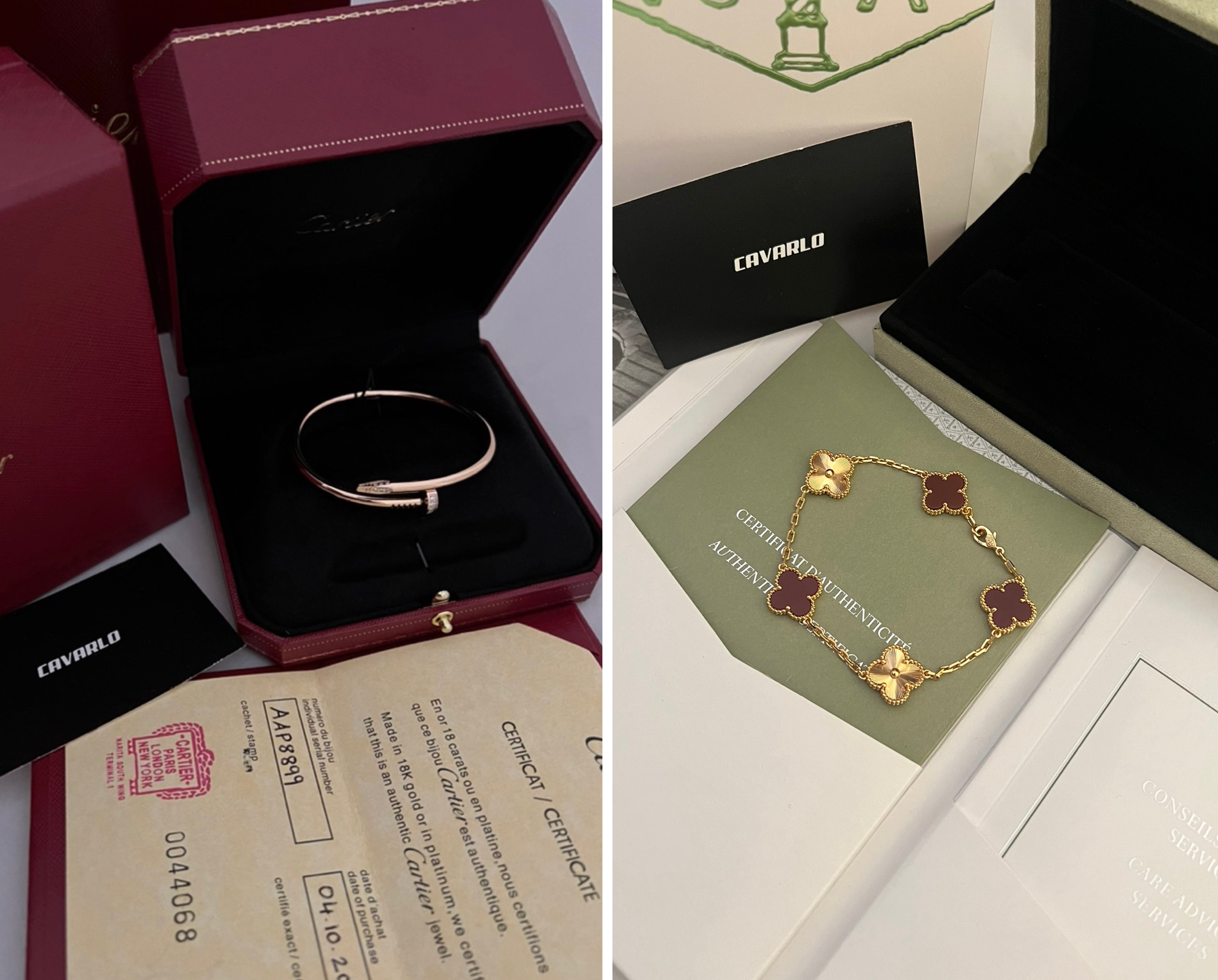 Diamond Nail Bracelet + Alhambra bracelet | Rose Gold