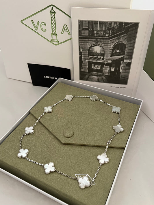 Mother of Pearl 10 motif necklace (white gold) - Fullset with all box & paperwork