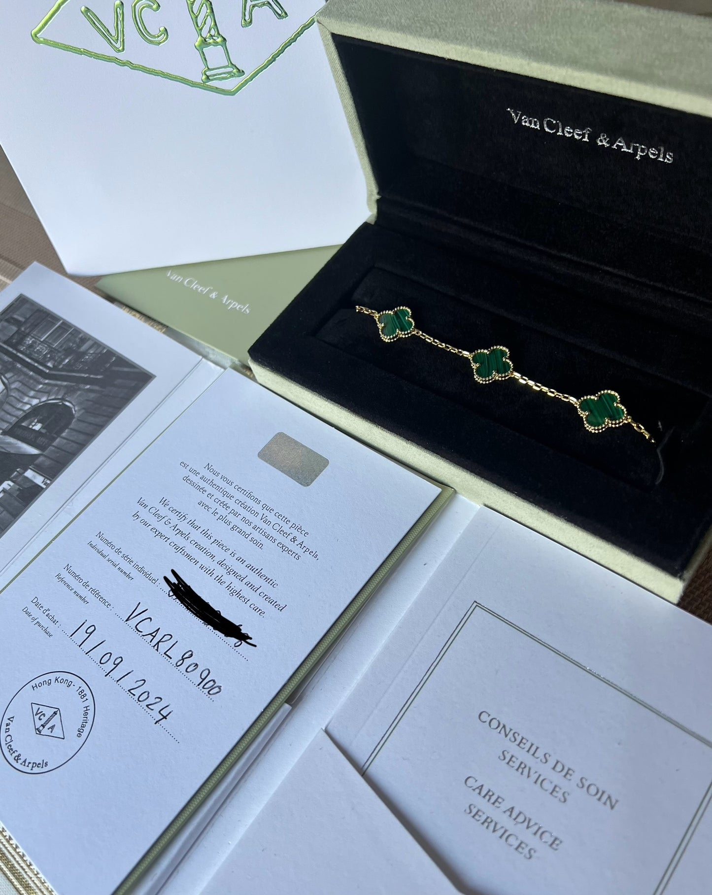 VCA 18k Gold-Plated Bracelet Set Box + All Paperwork Included