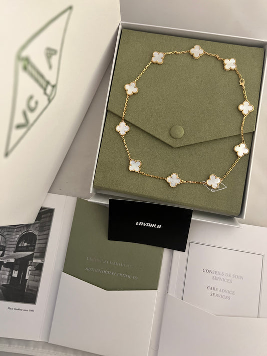 Mother of Pearl 10 motif necklace (rose gold) - Fullset with all box & paperwork