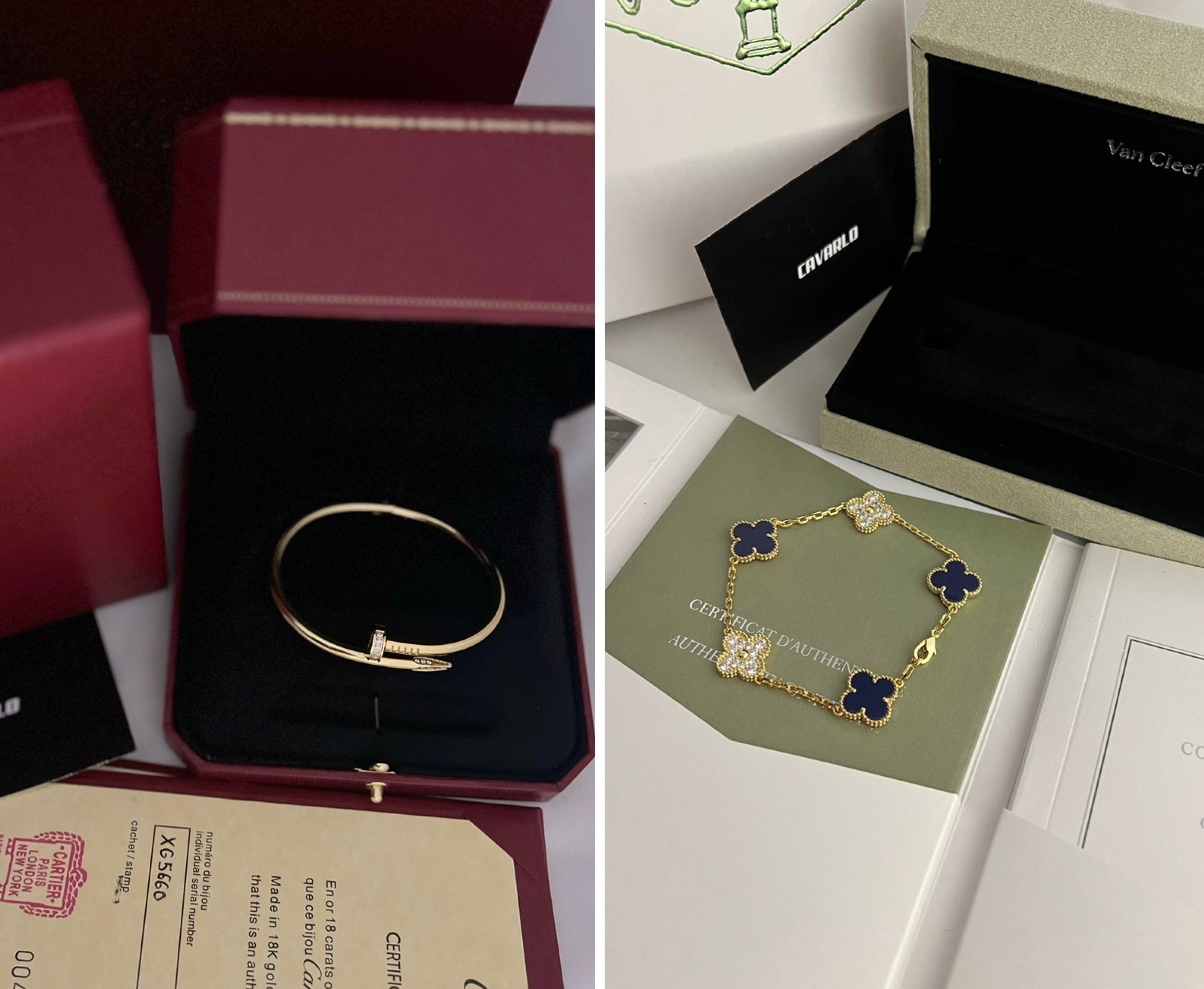 Diamond Nail Bracelet + Alhambra Bracelet | Yellow Gold