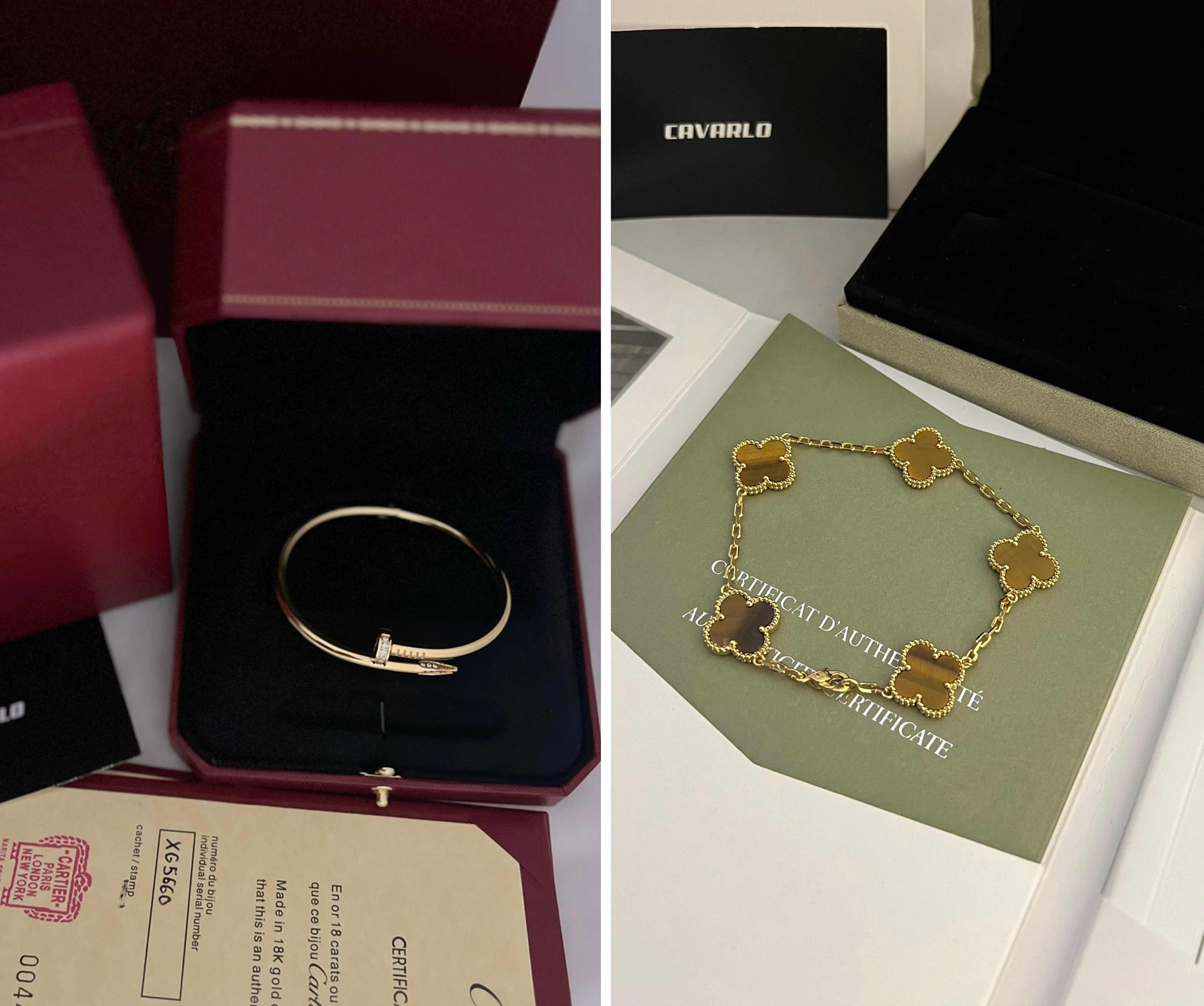 Diamond Nail Bracelet + Alhambra Bracelet | Yellow Gold