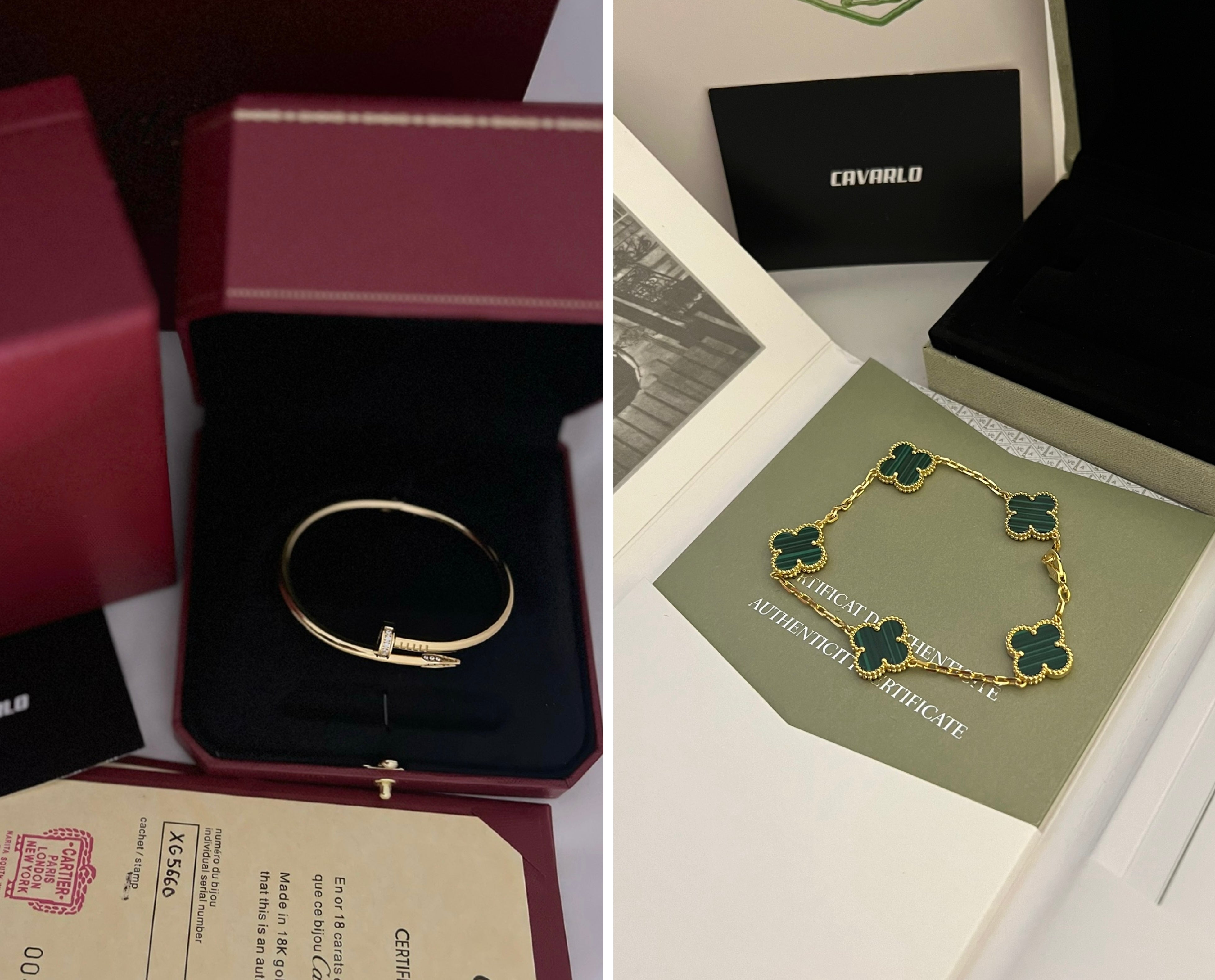 Diamond Nail Bracelet + Alhambra Bracelet | Yellow Gold