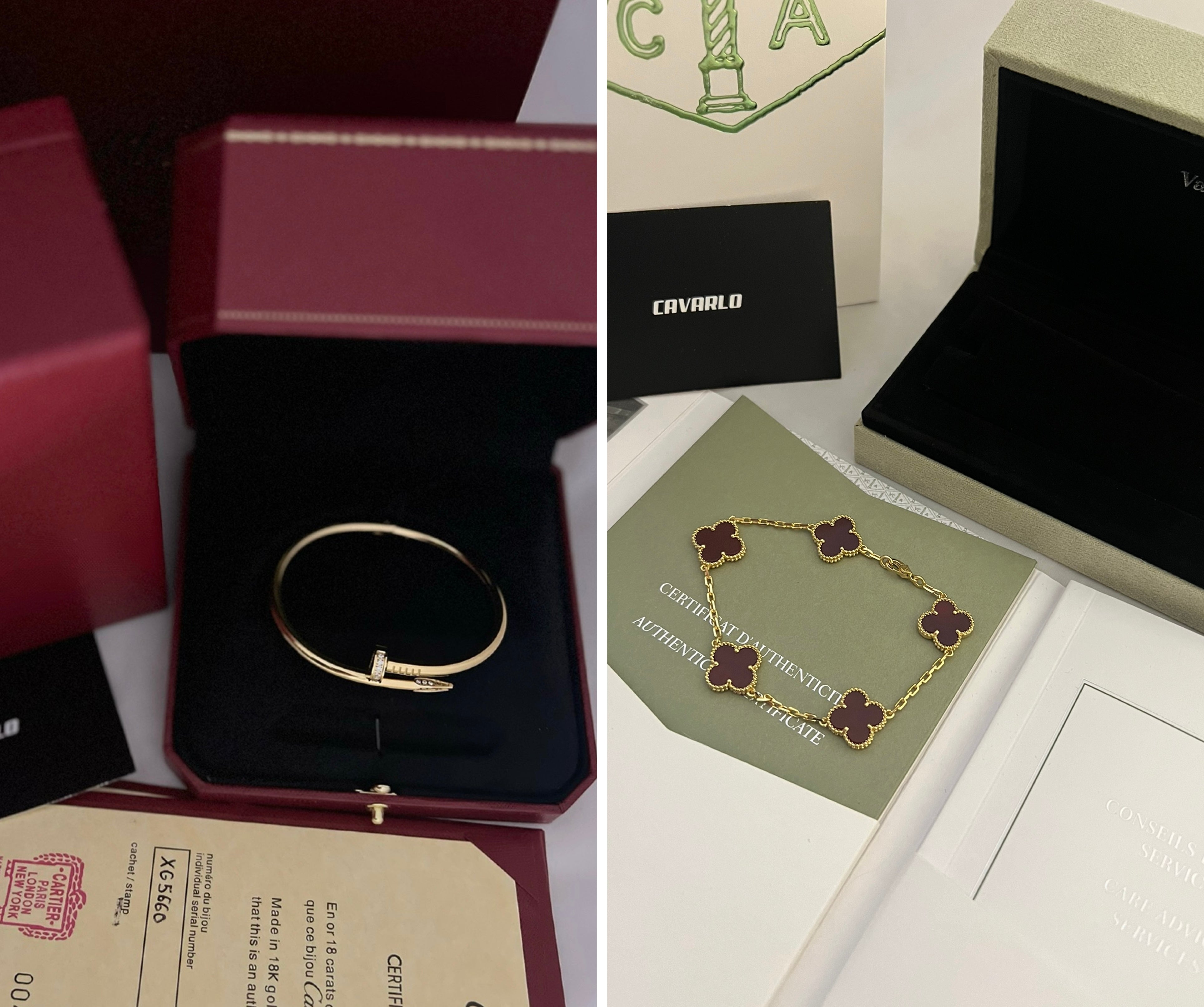 Diamond Nail Bracelet + Alhambra Bracelet | Yellow Gold