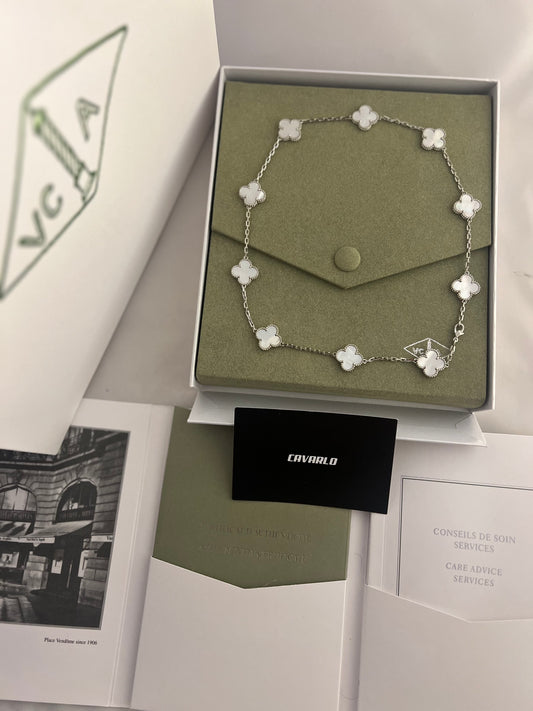 Mother of Pearl 10 motif necklace (white gold) - Fullset with all box & paperwork