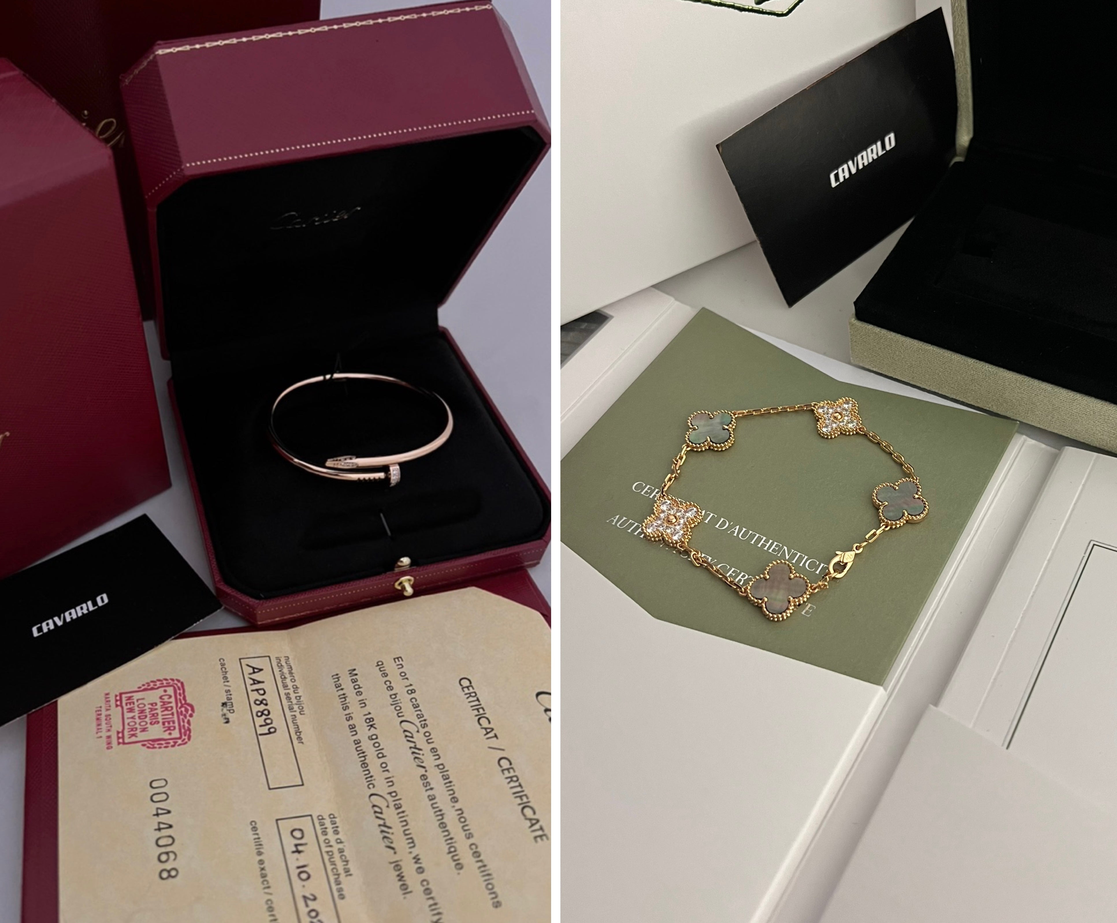 Diamond Nail Bracelet + Alhambra bracelet | Rose Gold