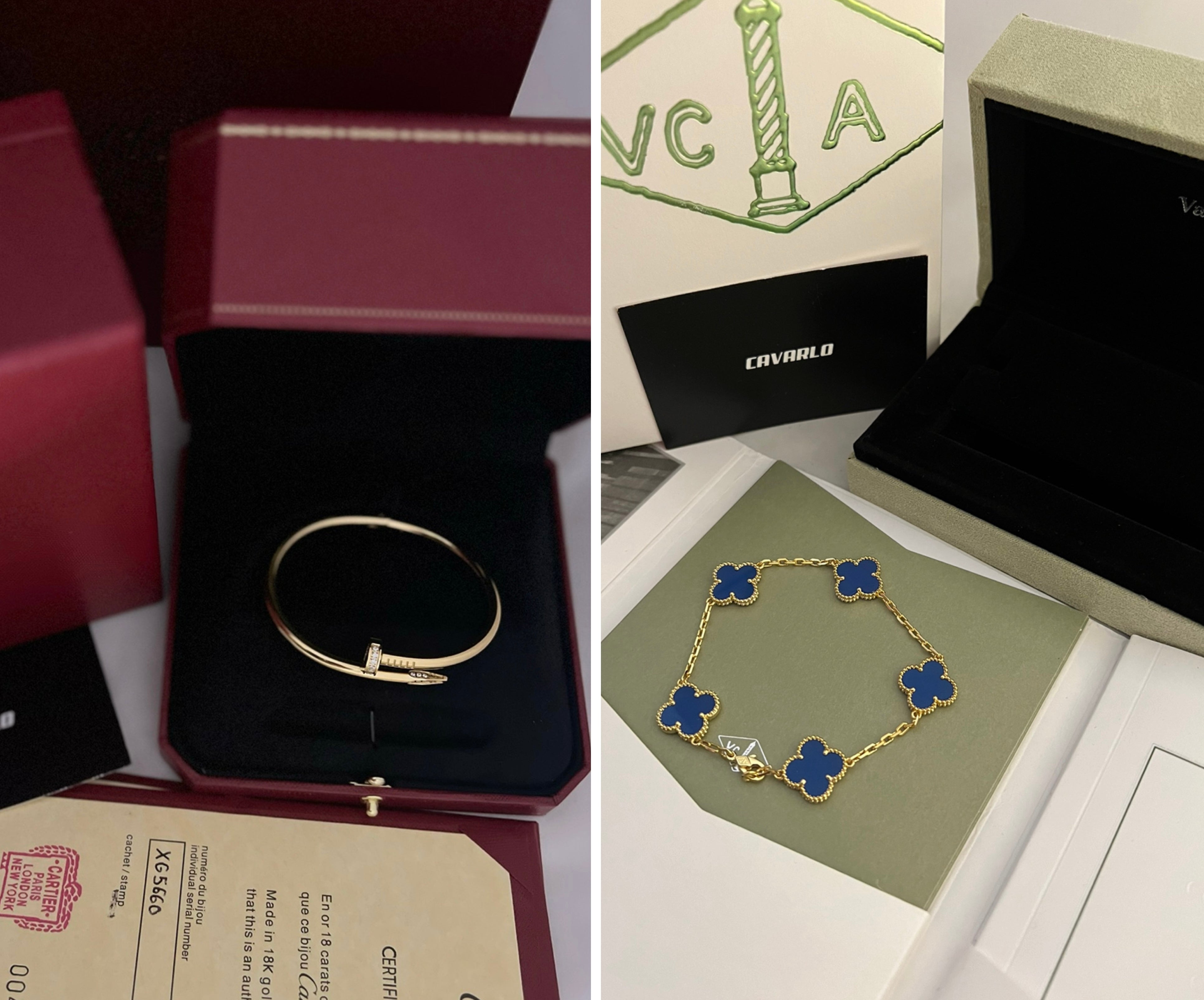 Diamond Nail Bracelet + Alhambra Bracelet | Yellow Gold