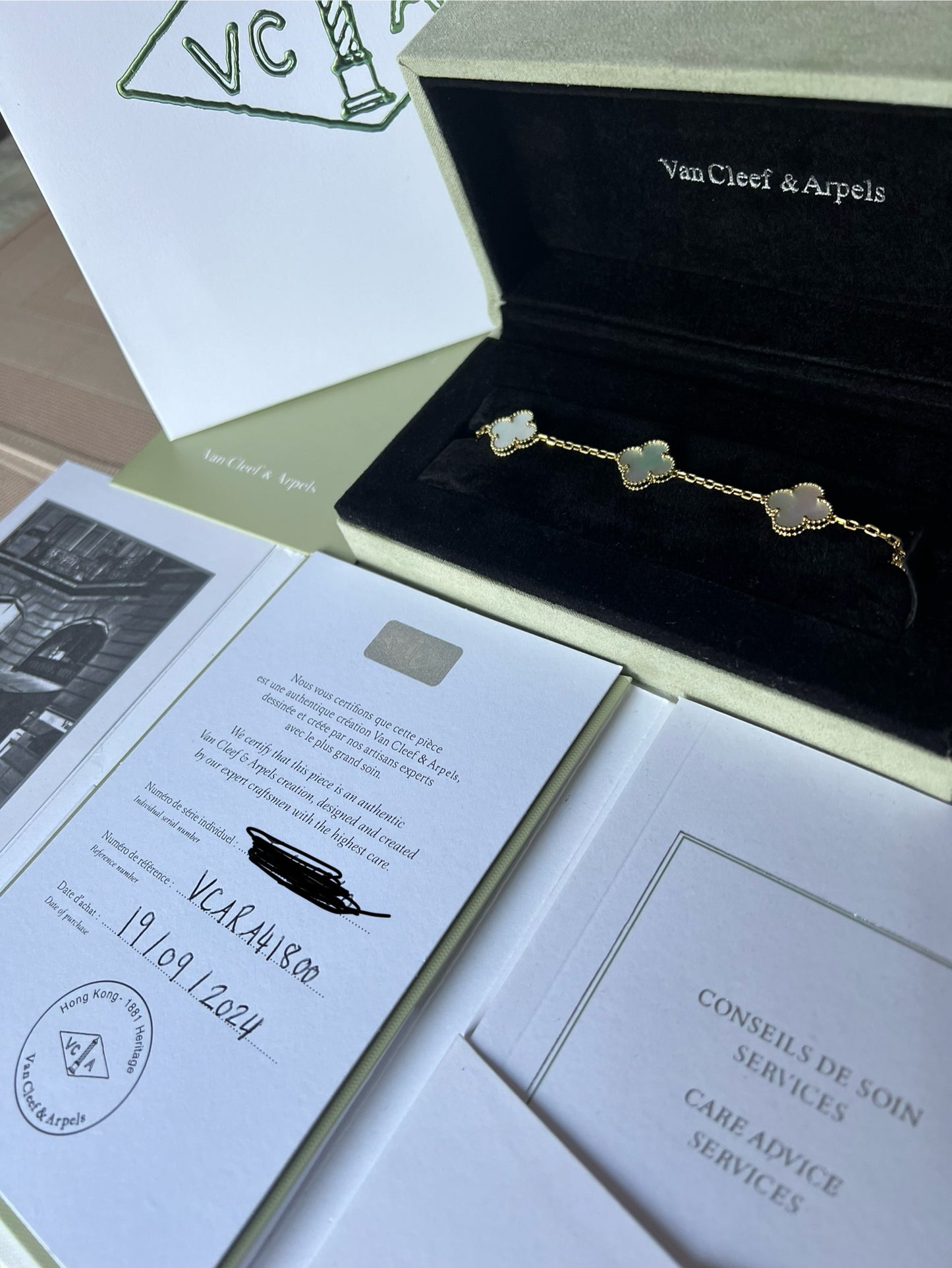 VCA 18k Gold-Plated Bracelet Set Box + All Paperwork Included