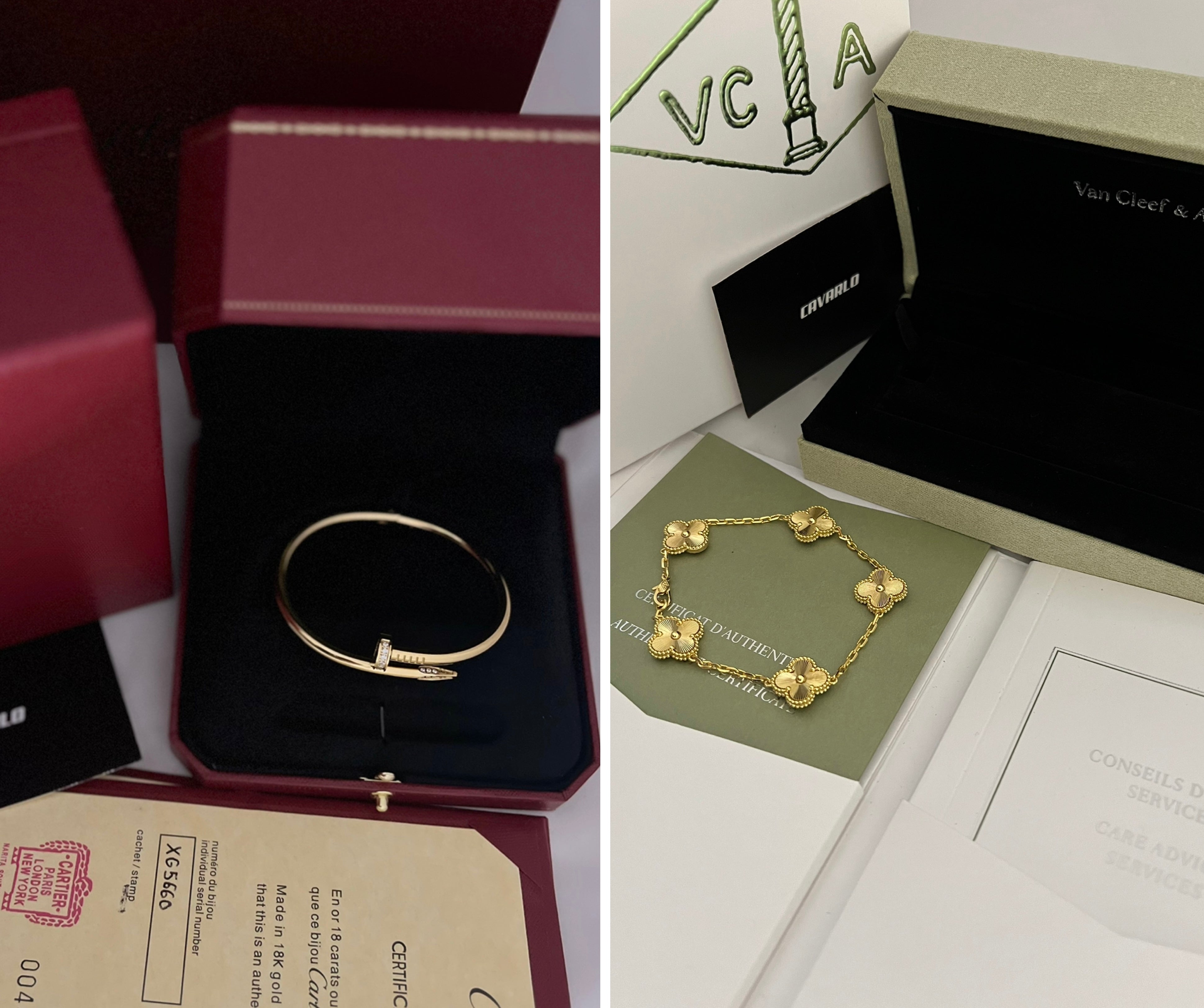 Diamond Nail Bracelet + Alhambra Bracelet | Yellow Gold