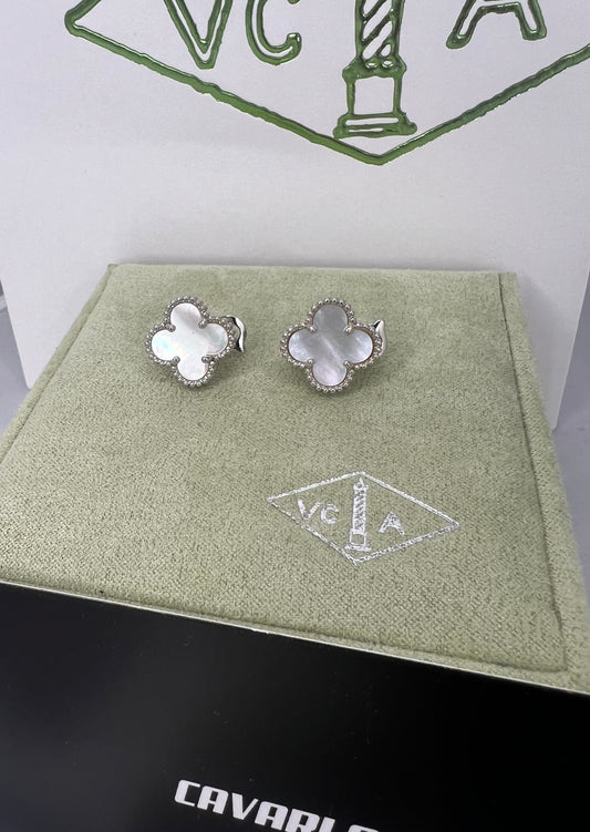 Mother of pearl Earrings (white gold) - Fullset with all box & paperwork