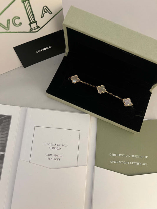 Mother of pearl 5 motif bracelet - fullset with all box & paperwork (Rose Gold)