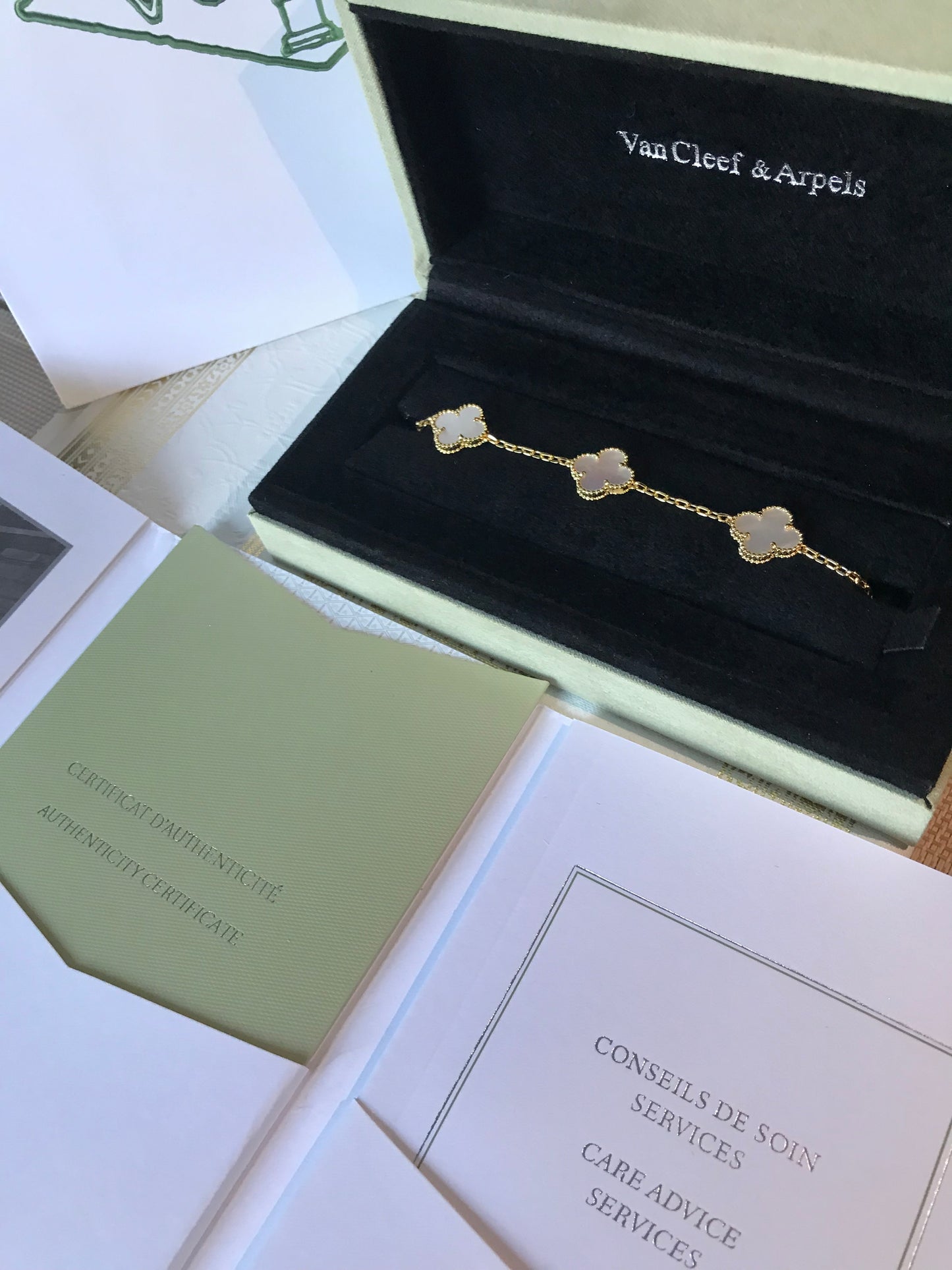 VCA 18k Gold-Plated Bracelet Set Box + All Paperwork Included