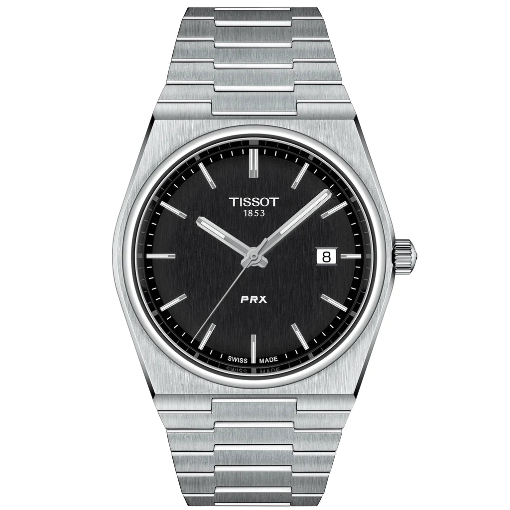 Ανδρικό μαύρο ρολόι Tissot Prx T137.410.11.051.00 