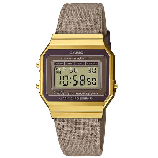 Casio Retro Vintage A700 Unisex Καφέ Ρολόι A700WEGL-5AEF 