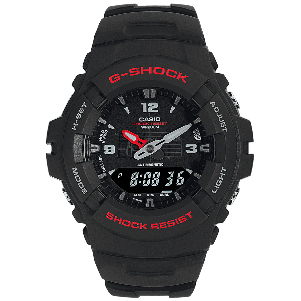 Ανδρικό μαύρο ρολόι Casio G-Shock G-100-1BVMES 