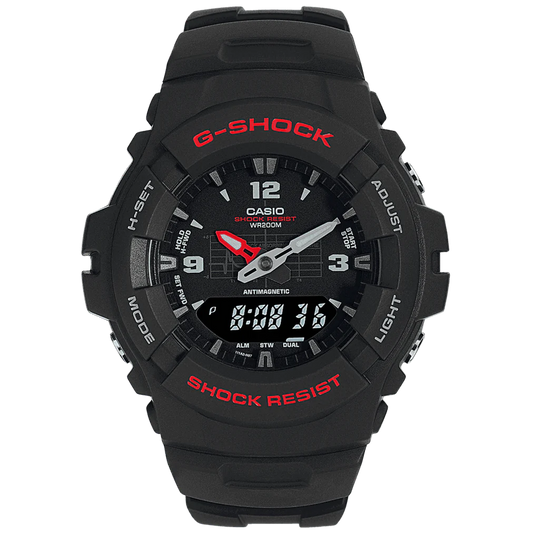 Ανδρικό μαύρο ρολόι Casio G-Shock G-100-1BVMES 