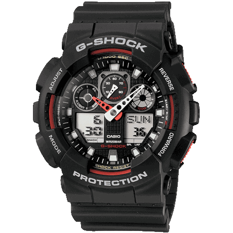 Ανδρικό μαύρο ρολόι Casio G-Shock GA-100-1A4ER 