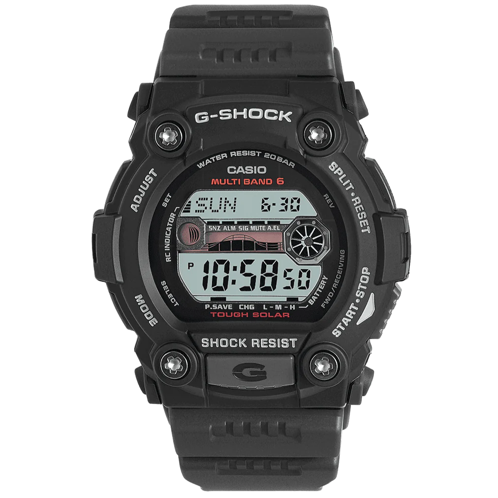 Ανδρικό μαύρο ρολόι Casio G-Shock Tide Graph GW-7900-1ER 