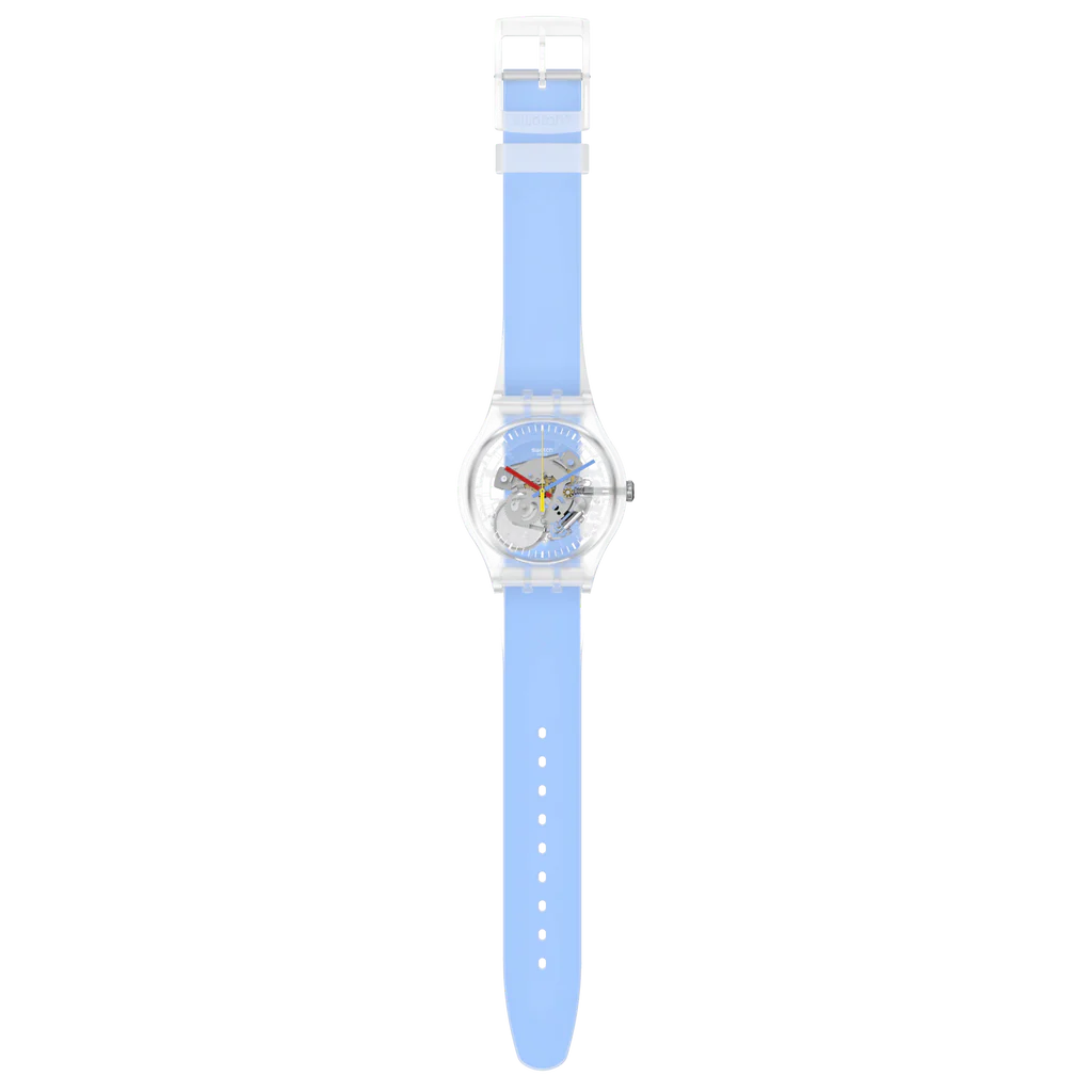 Swatch Clearly Blue Striped Ladies Watch SUOK156