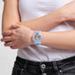 Γυναικείο ρολόι Swatch Clearly Blue ριγέ SUOK156 