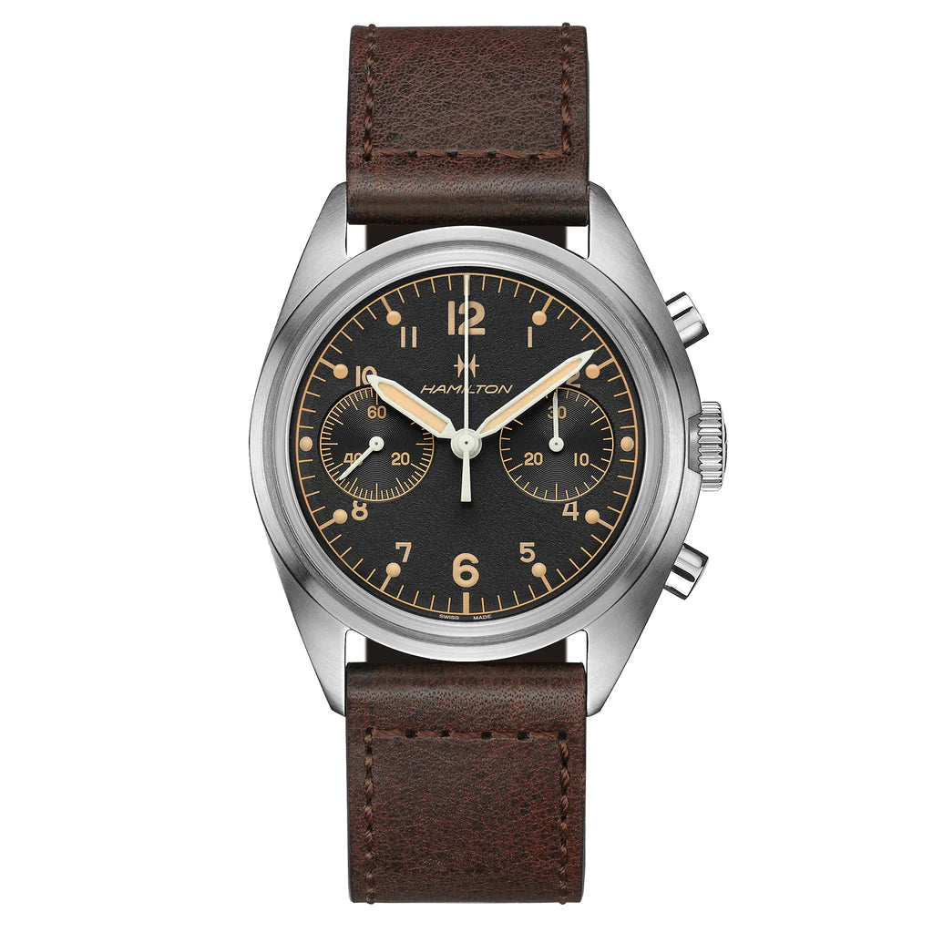 Hamilton Khaki Aviation Pilot Pioneer Chrono Mechanical Men's Brown Watch H76409530